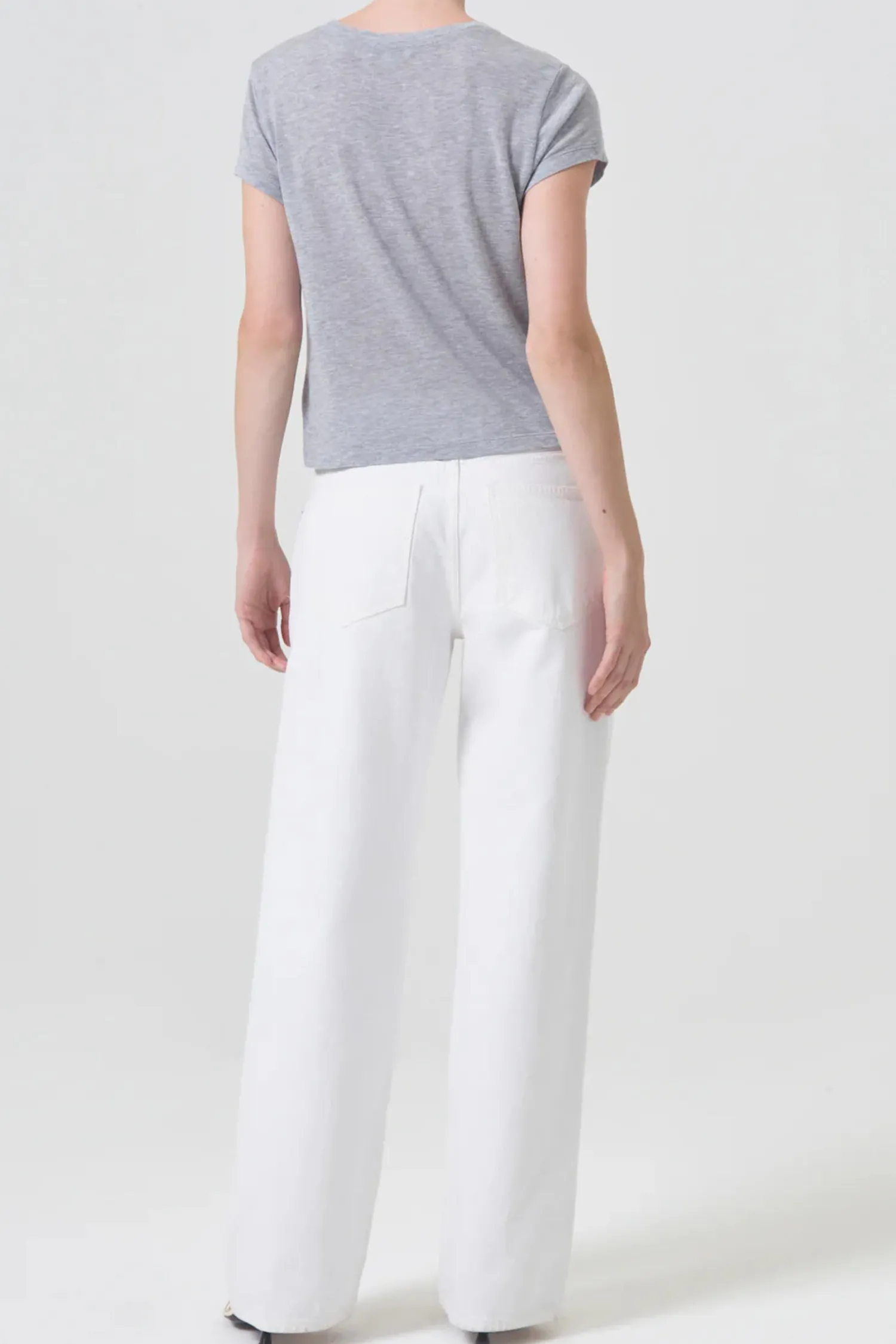 Outlet AGOLDE ADINE SHRUNKEN TEE GreyHeather