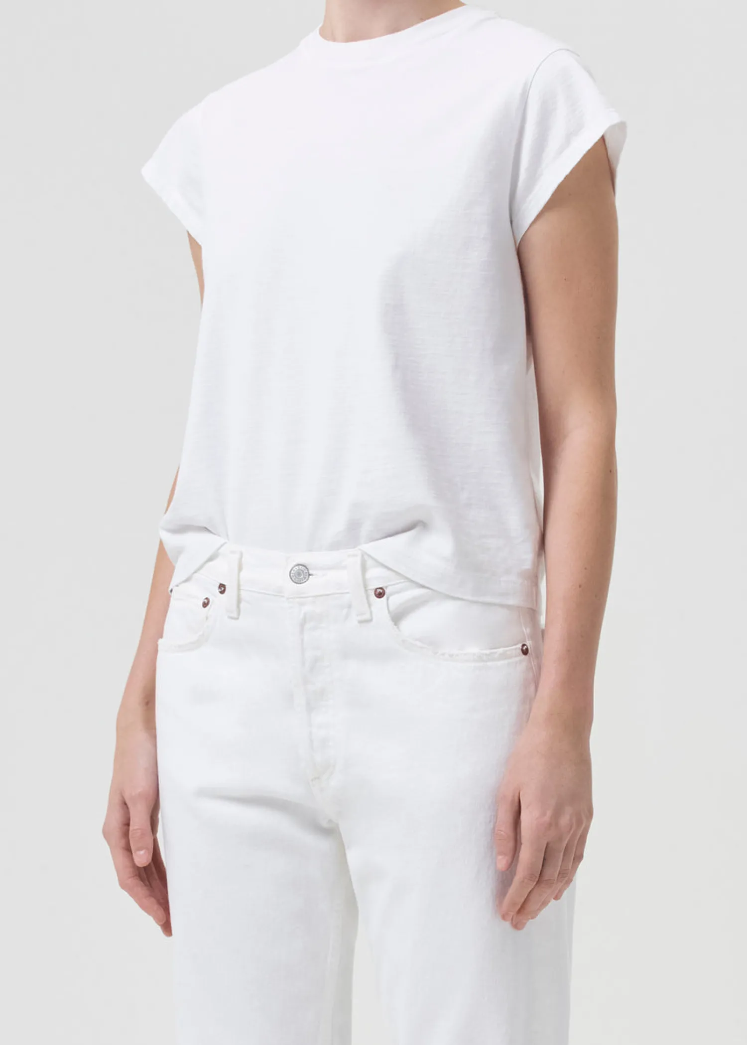 Best AGOLDE BRYCE CAP SLEEVE TEE
