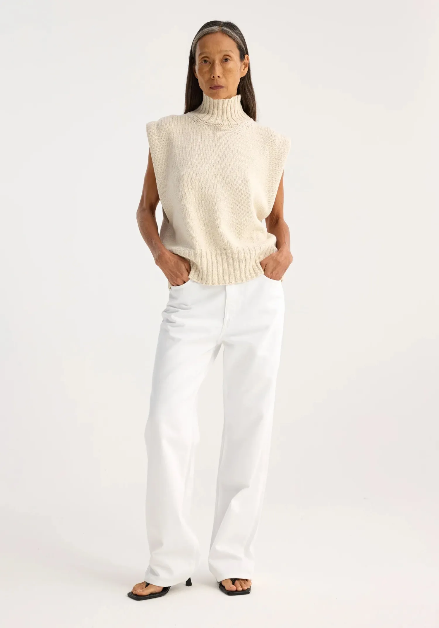 Best Sale RÓHE CASHMERE COTTON SLEEVELESS TURTLENECK
