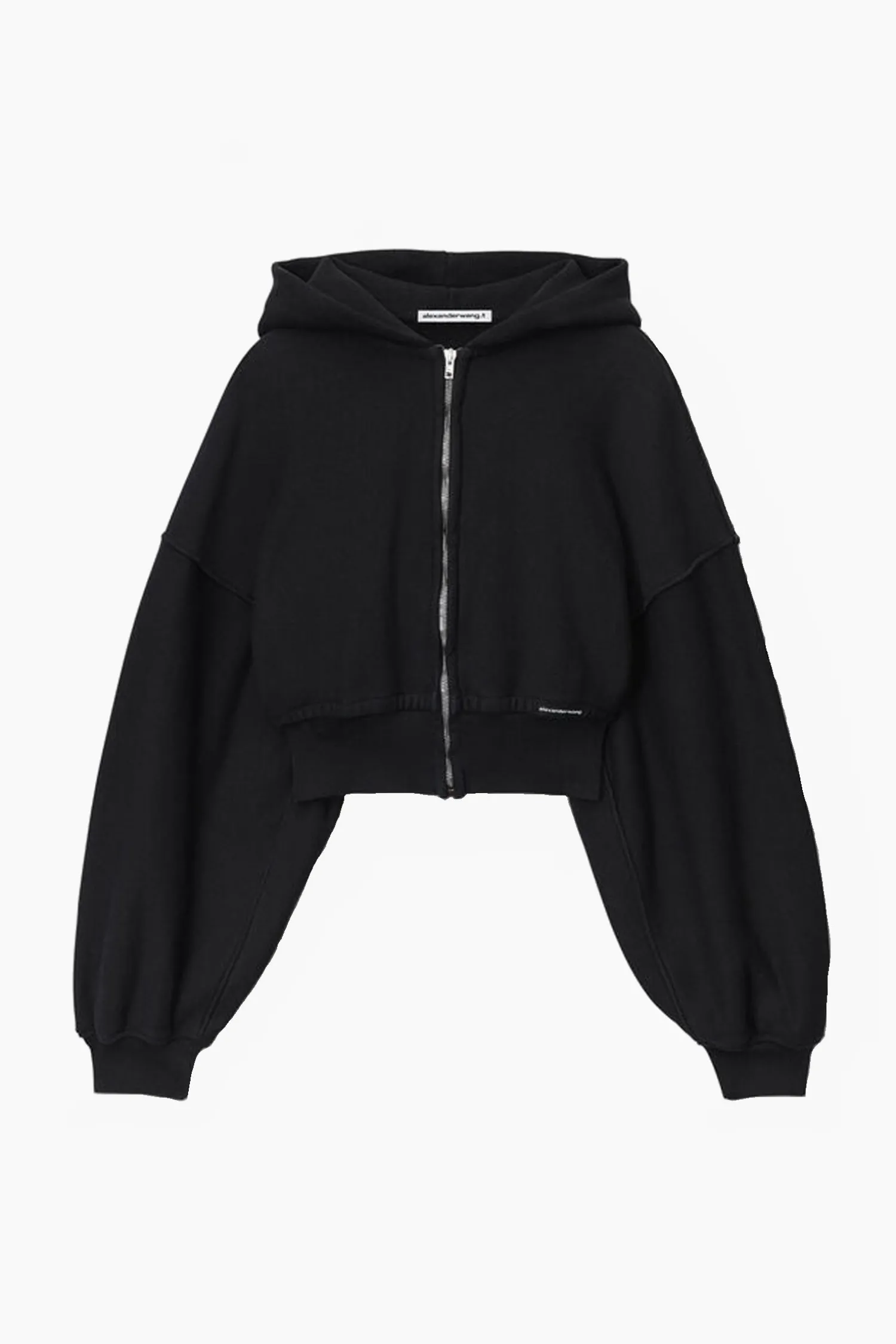 New ALEXANDERWANG.T CROPPED ZIP UP HOODIE FadedBlack