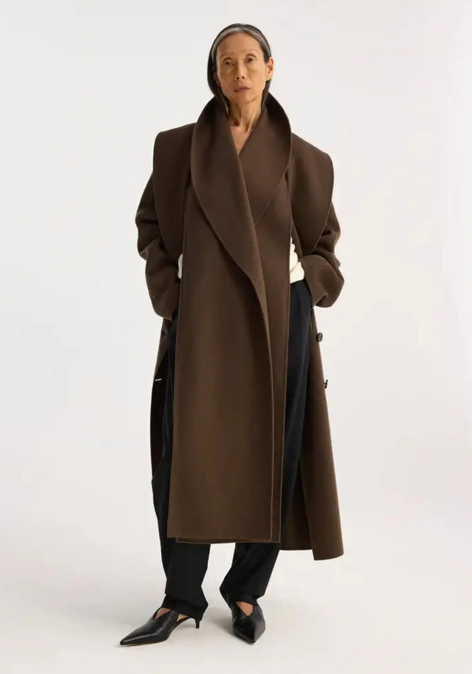 Outlet RÓHE DOUBLE-FACED WOOL SCARF COAT