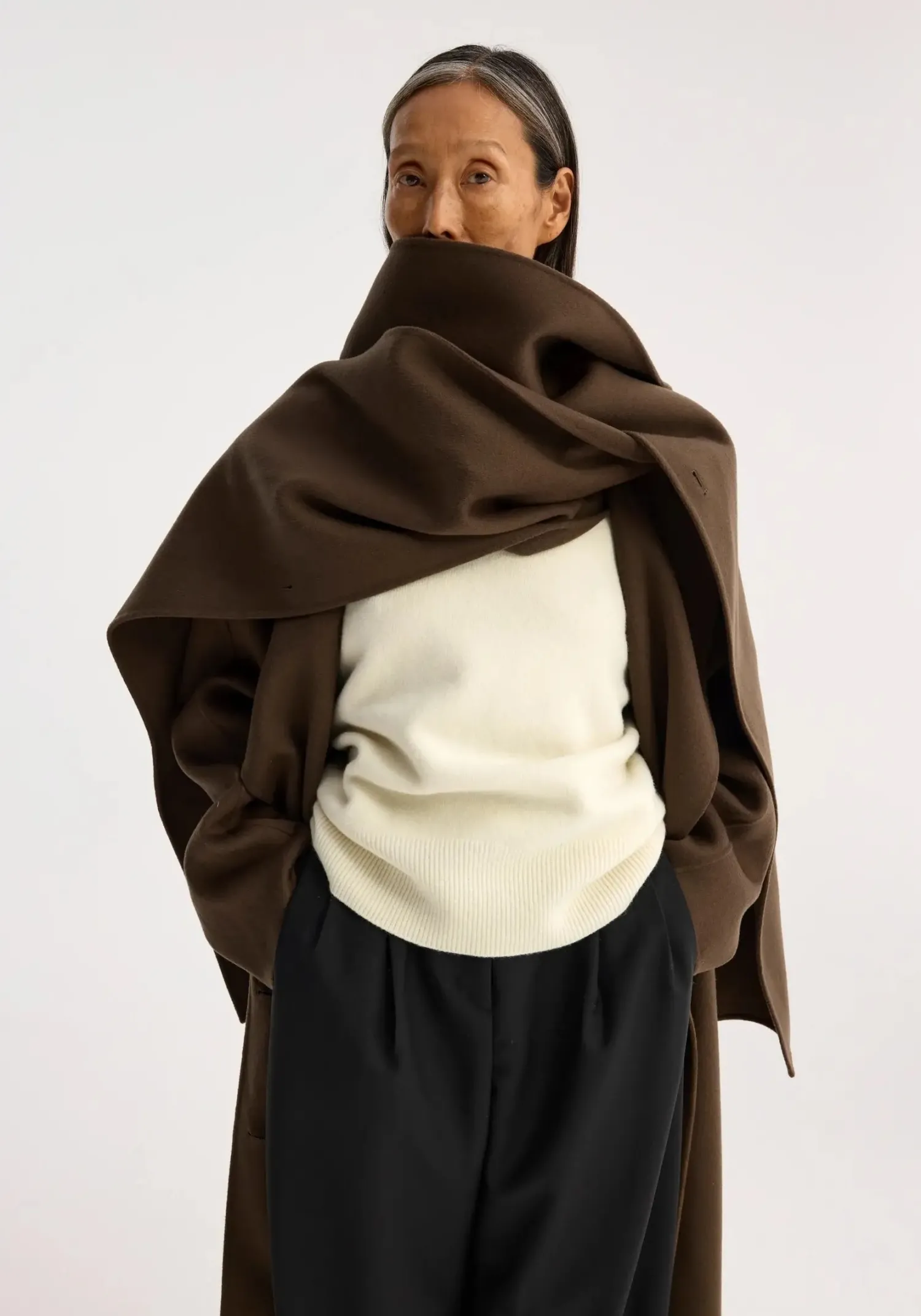 Outlet RÓHE DOUBLE-FACED WOOL SCARF COAT