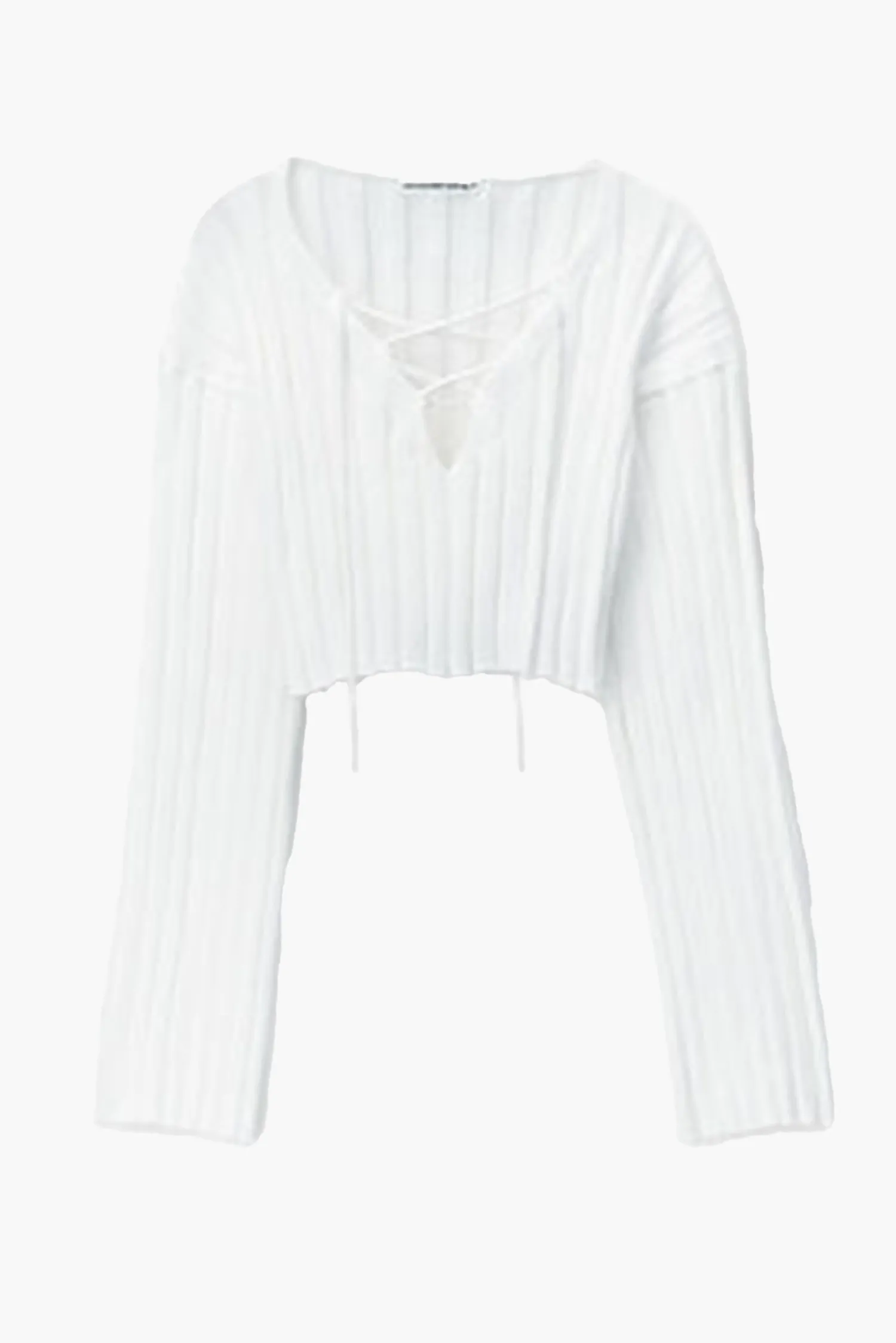 Flash Sale ALEXANDERWANG.T DROP SHOULDER CROPPED LS PULLOVER W/ LACING DETAIL White