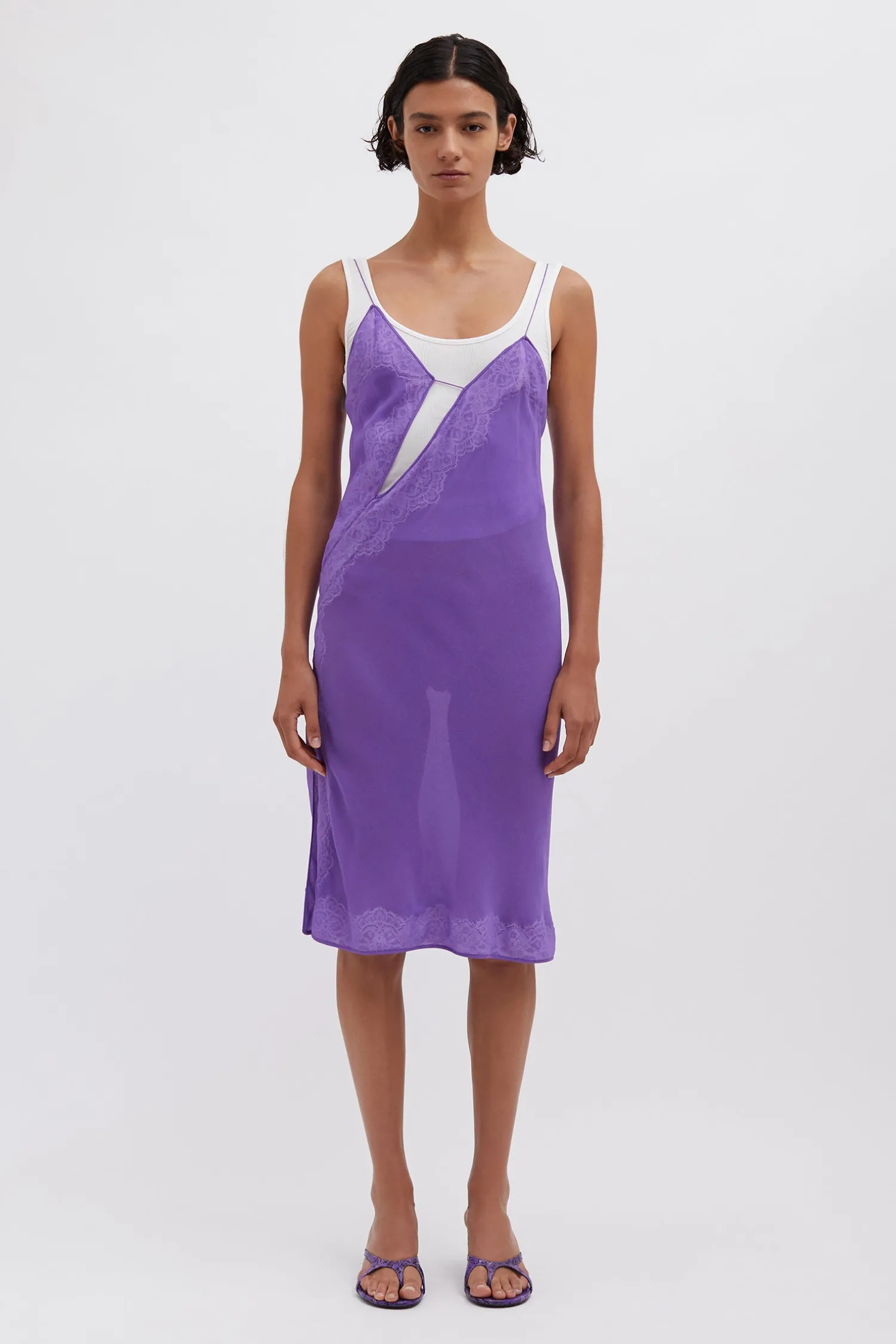 Best Sale CHRISTOPHER ESBER ENCASED LACE CAMI/ TANK DRESS Grape/White
