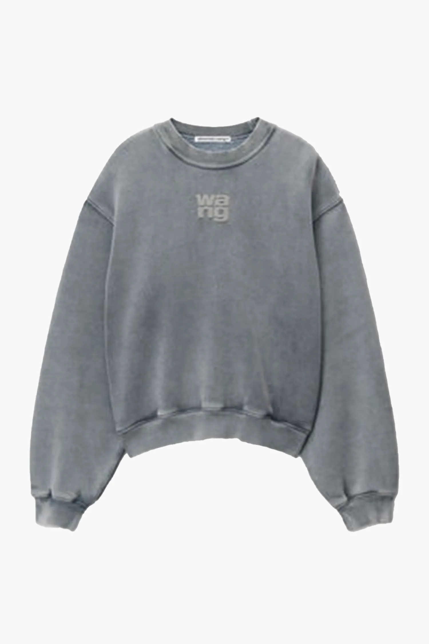 Sale ALEXANDERWANG.T ESSENTIAL TERRY CREW SWEATSHIRT W/ PUFF PAINT LOGO AcidFog