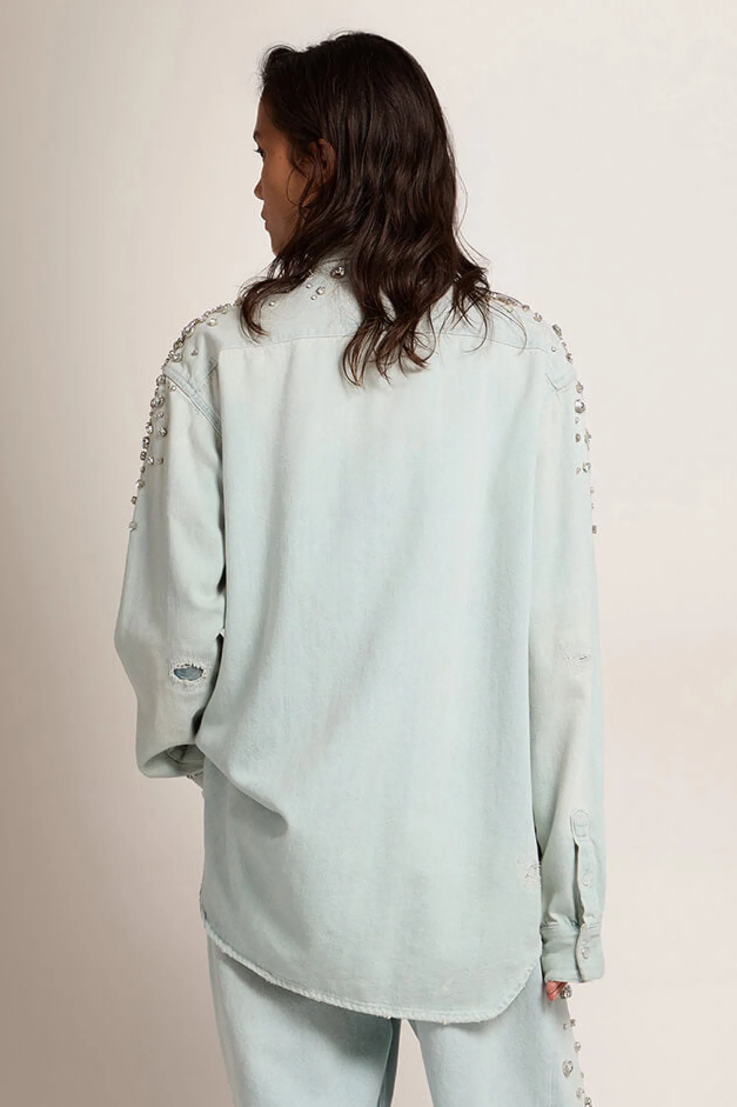 New GOLDEN GOOSE GOLDEN W'S BOYFRIEND DENIM SHIRT Blue