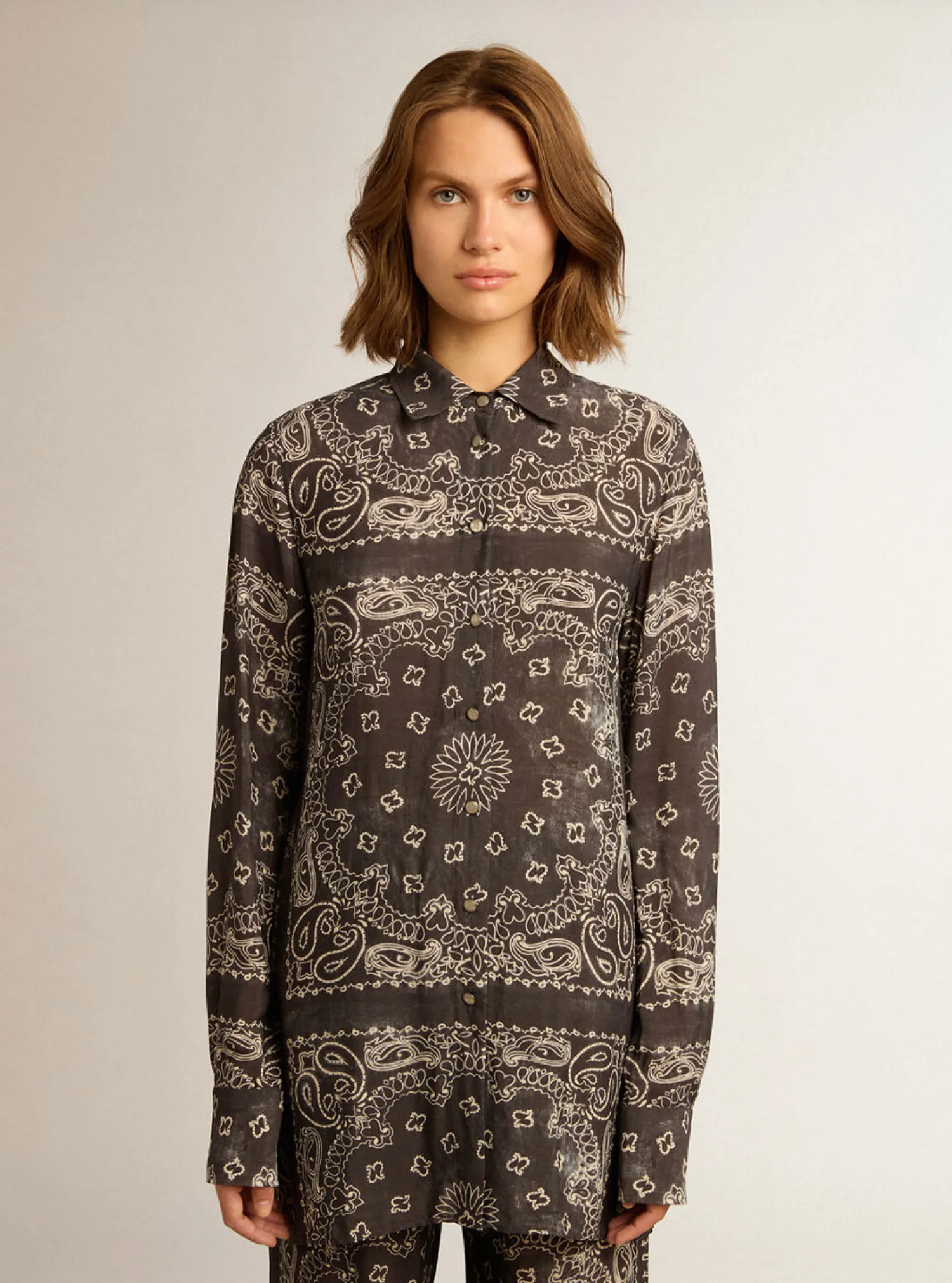 Discount GOLDEN GOOSE GOLDEN W'S PAJAMAS SHIRT PAISLEY PRINT Anthracitegray