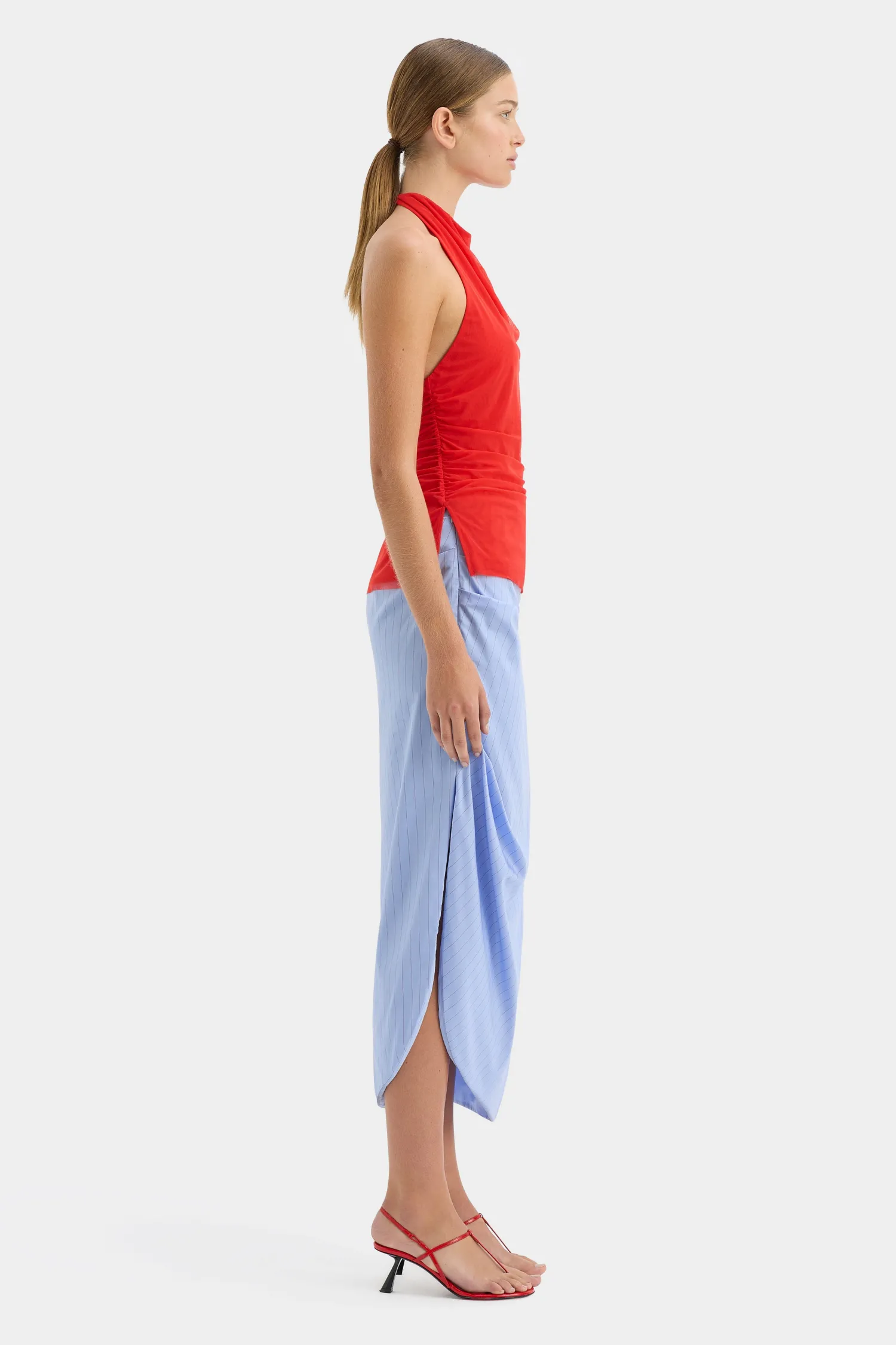 Sale SIR JACQUES MESH HALTER TOP PomeloRed