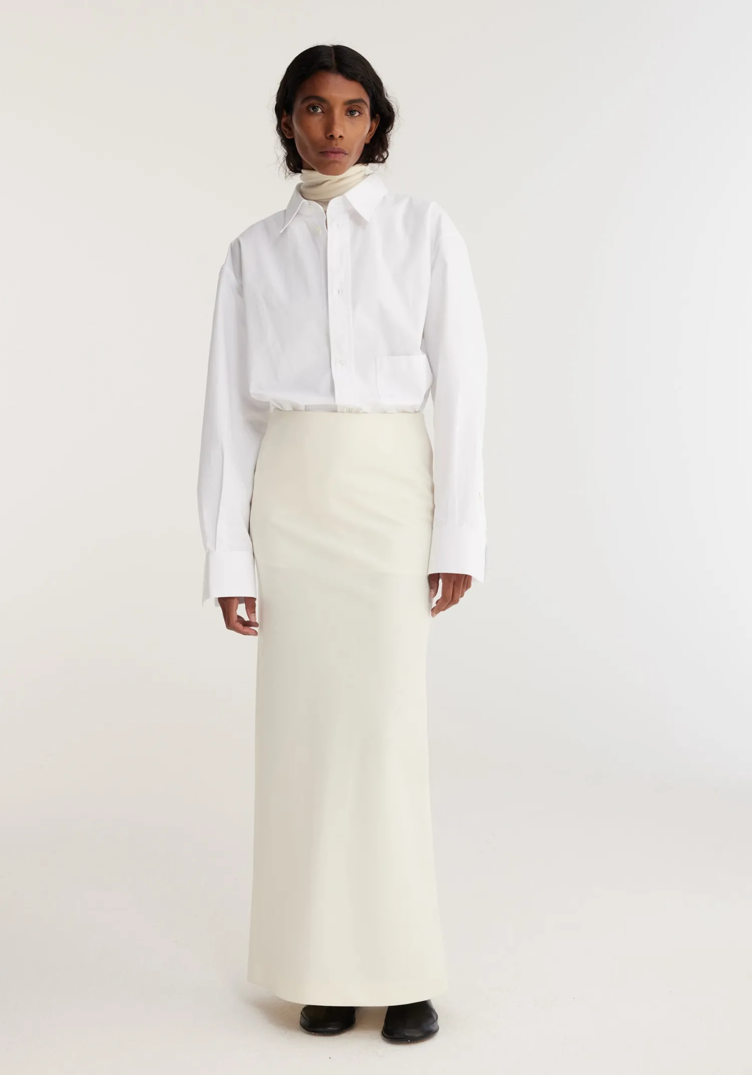 Online RÓHE LONG WOOL SKIRT Ivory