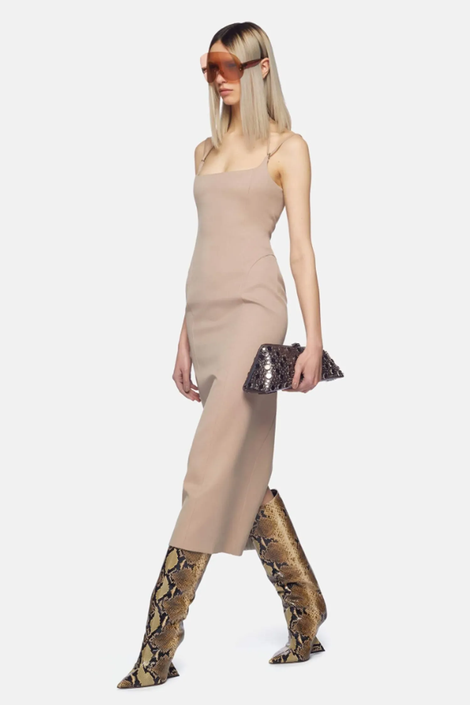 Shop THE ATTICO MIDI DRESS Beige