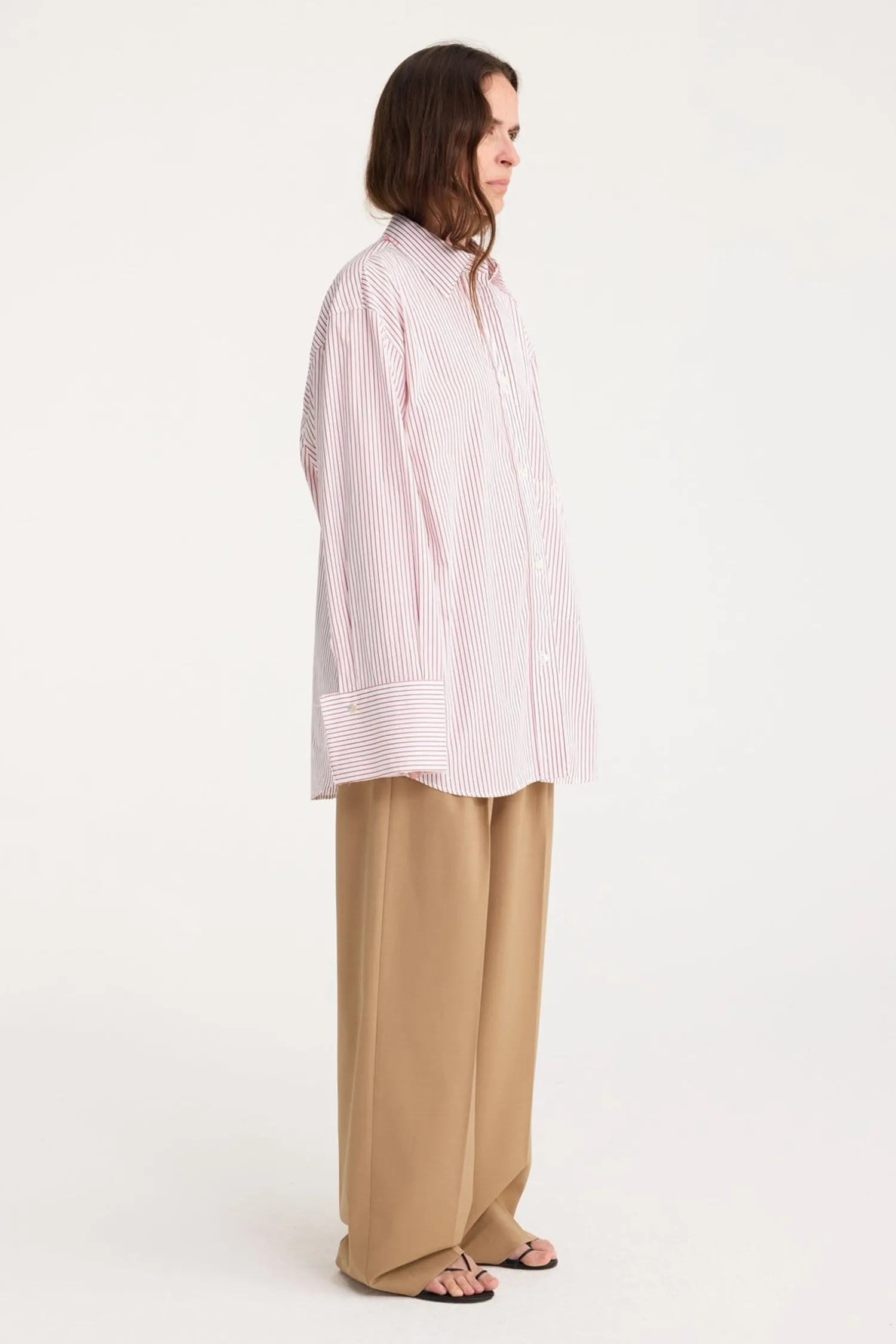 Shop RÓHE SHIRT WITH LARGE CUFFS AND FRAYING DETAILS