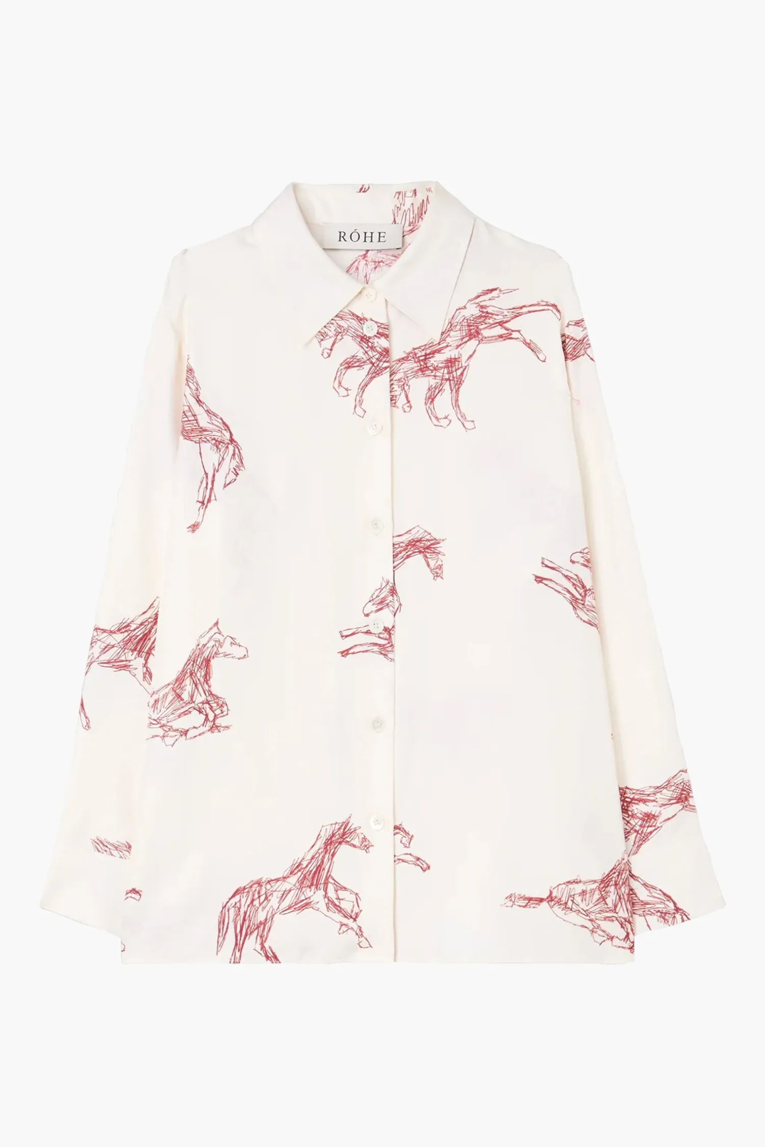 Best RÓHE SILK BALLPOINT HORSE SHIRT HorsePrintBarolo